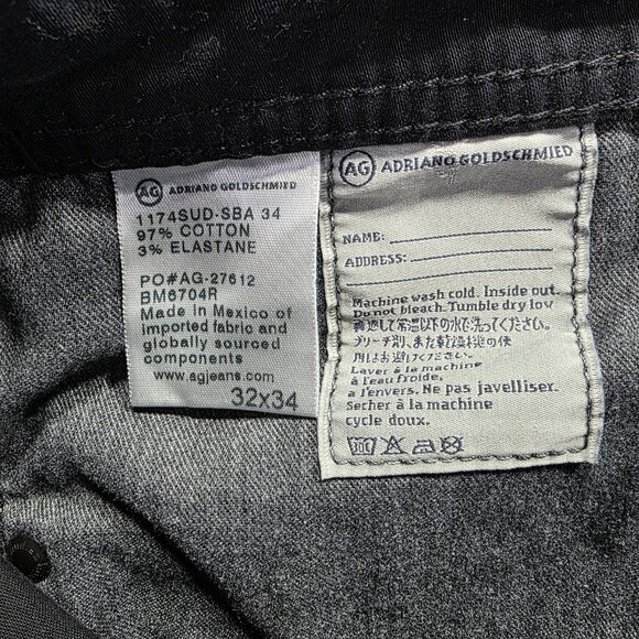 AG Adriano Goldschmied Jeans Mens 32x34 Black The Graduate Tailored Leg Denim - Picture 5 of 9